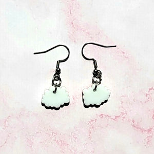 Mini Cloud Earrings, White