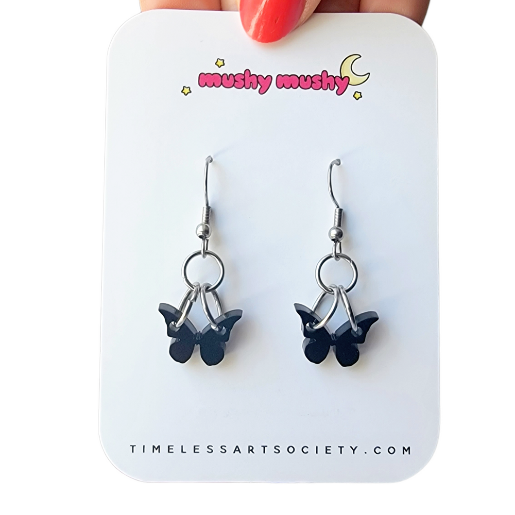 mini black butterfly earrings