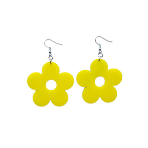 large yellow retro flower earrings