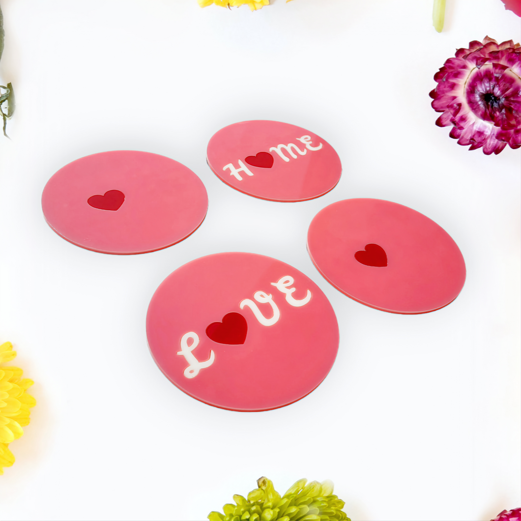 Love Home Pink Coasters