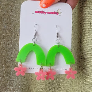Light Green Floral Arch Earrings