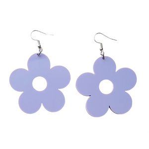 large lavender retro floral earrings