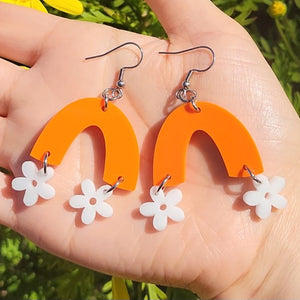 Orange Floral Arch Earrings