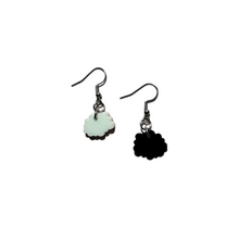 Load image into Gallery viewer, Mismatched Mini Cloud Earrings, Black &amp; White