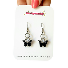 Load image into Gallery viewer, cute small black butterflies earrings