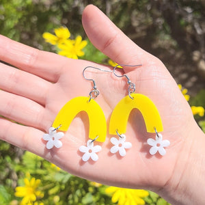 Yellow Floral Arch Earrings