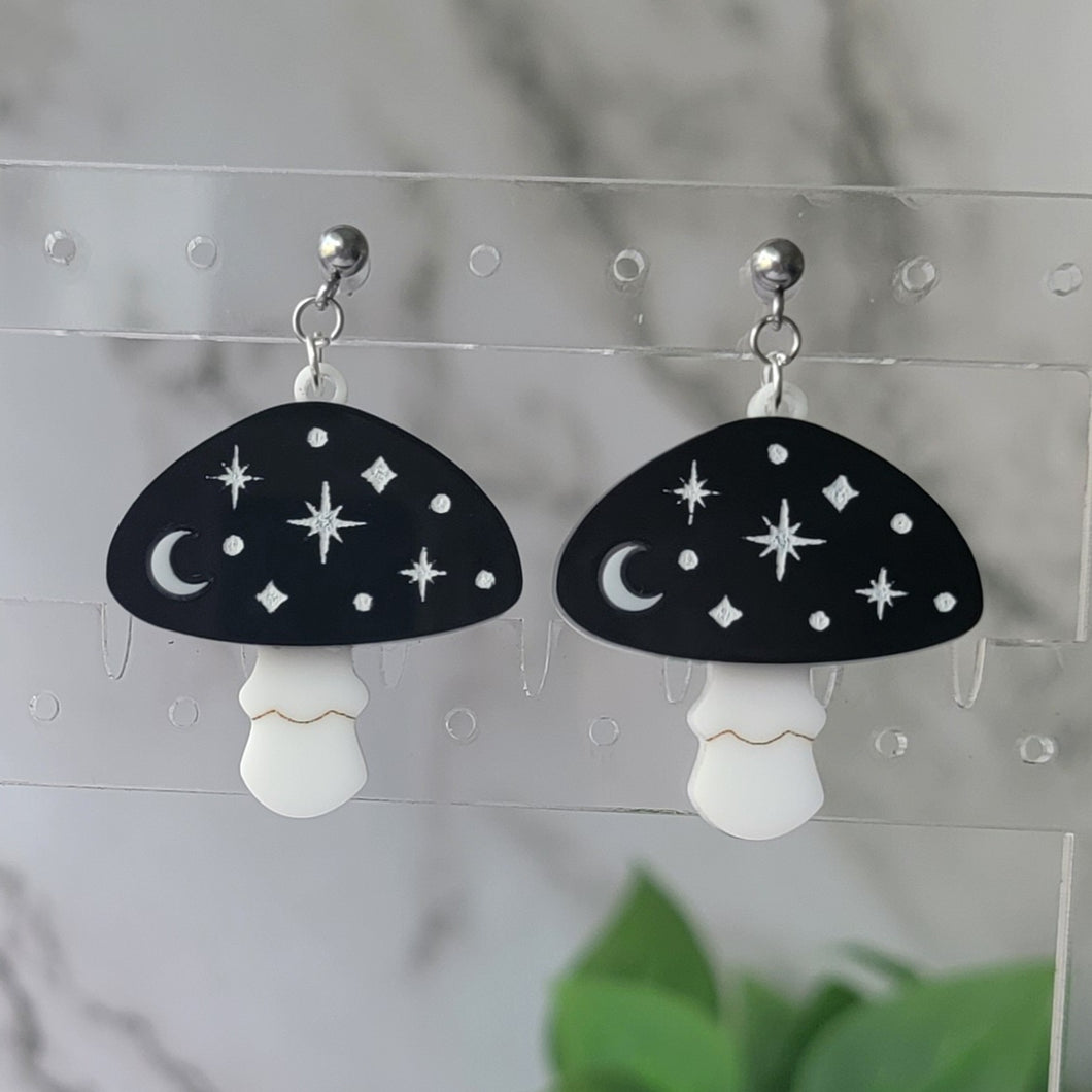 Black Mushie Earrings (2 sizes)