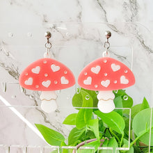 Load image into Gallery viewer, Pink Heart Mushie Earrings (2 sizes)