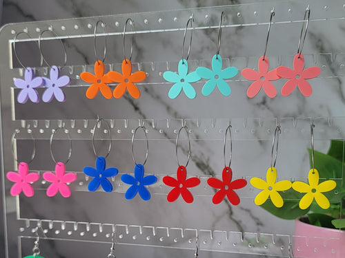 colorful flower hoop earrings