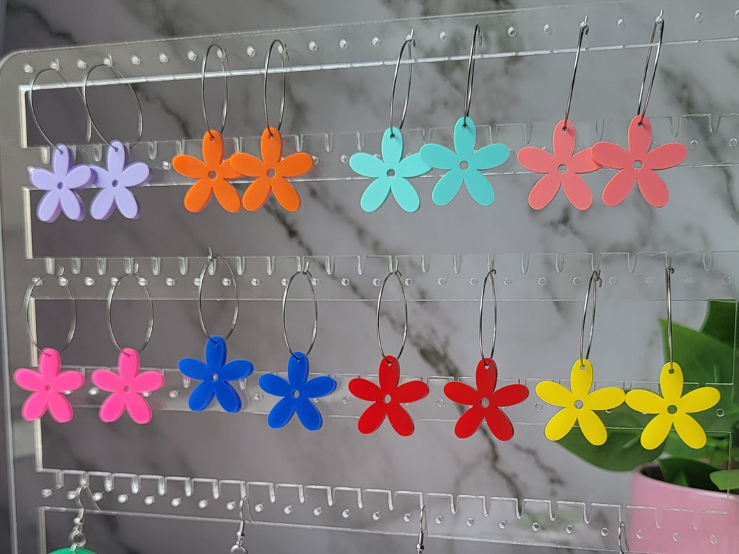 colorful flower hoop earrings