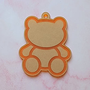 Teddy bear keychain acrylic blank- 3in