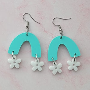 Mint Floral Arch Earrings