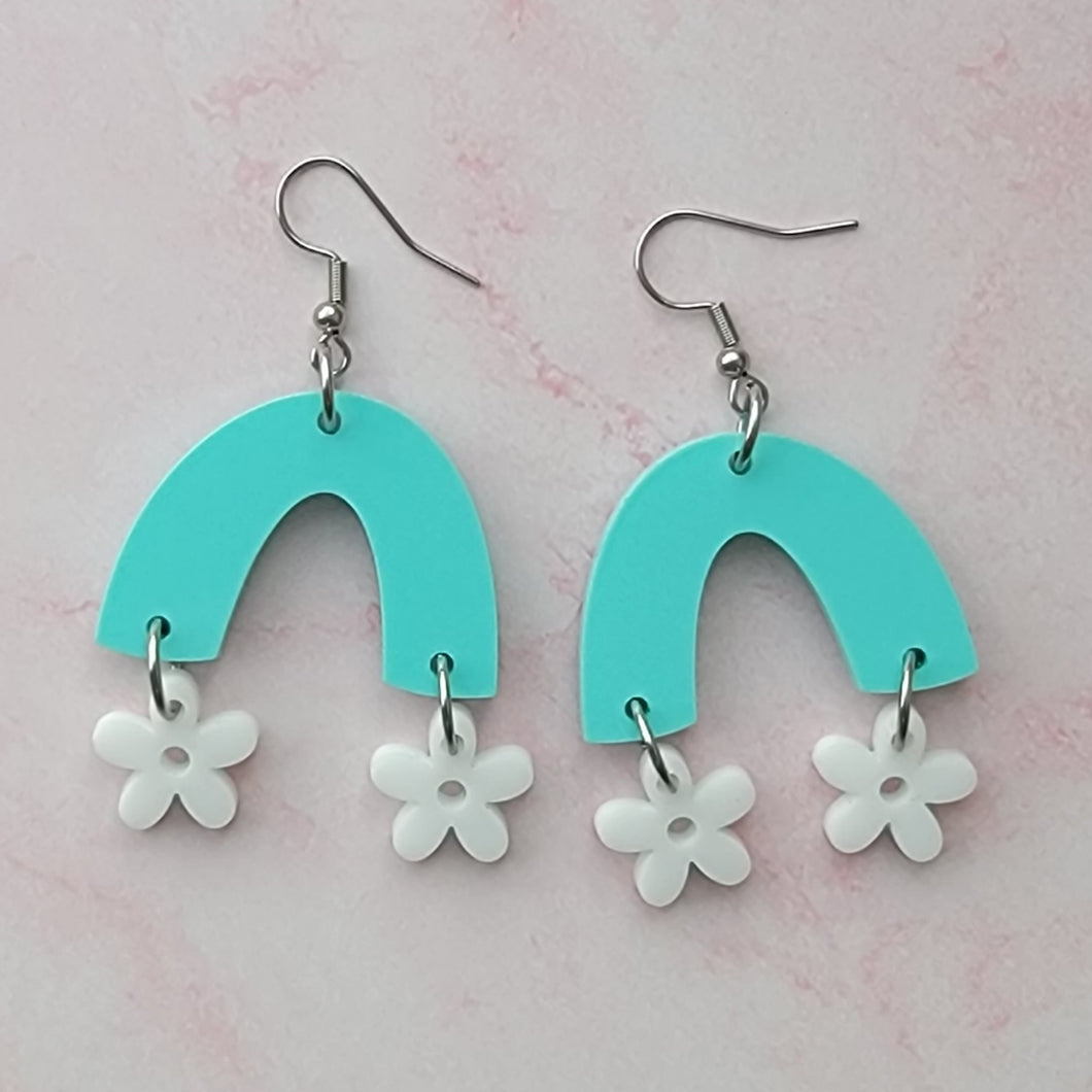 Mint Floral Arch Earrings