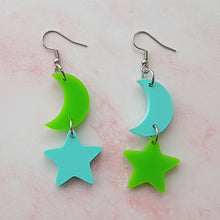 Load image into Gallery viewer, Mismatched Moon and Star Earrings