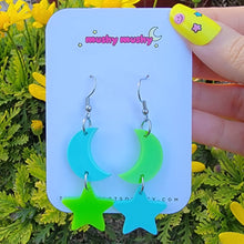 Load image into Gallery viewer, Mismatched Moon and Star Earrings