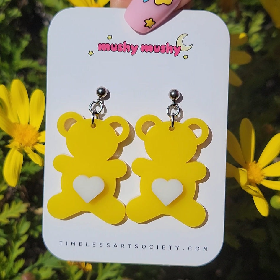 Yellow Teddy Bear Earrings