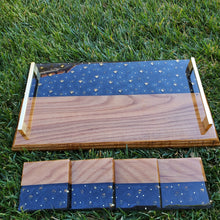 Load image into Gallery viewer, Half Black Studded Tray with Matching Coasters