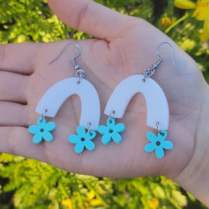White Floral Arch Earrings