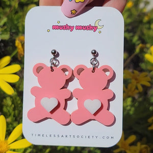 Pink Teddy Bear Earrings