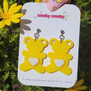 Yellow Teddy Bear Earrings